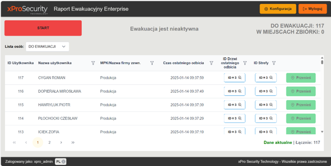 Raport Ewakuacyjny xPro Enterprise
